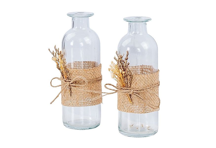 Levandeo® Dekovase, 2er Set Vase H17cm Glas Blumenvase Natur Trockenblume B günstig online kaufen