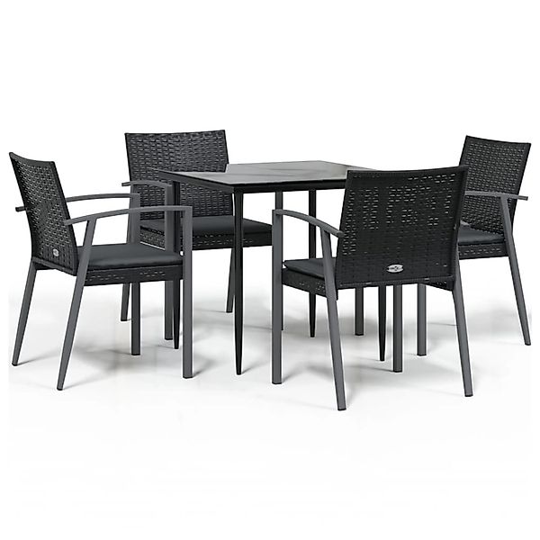 vidaXL 5-Tlg Garten-Essgruppe mit Kissen Poly Rattan und Stahl 3186972 günstig online kaufen