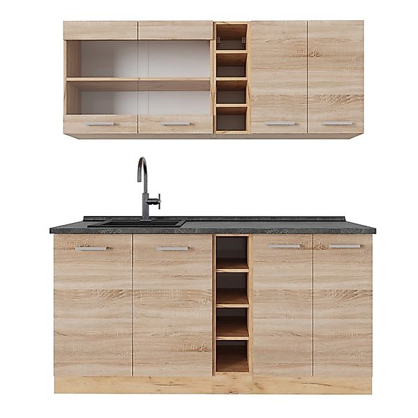 Vicco R-Line Single Küche Sonoma/Goldkraft Eiche 160 cm AP Anthrazit günstig online kaufen