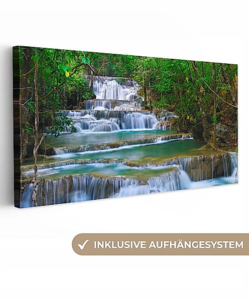 OneMillionCanvasses® Leinwandbild Panorama Wasserfall - Bäume günstig online kaufen
