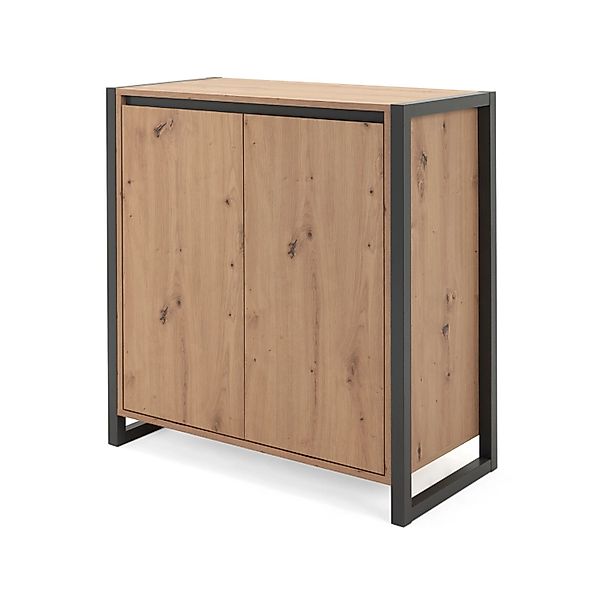 Furn.Design Kommode Eiche Artisan und Grau 80 cm 2-türig Industrial Malta günstig online kaufen