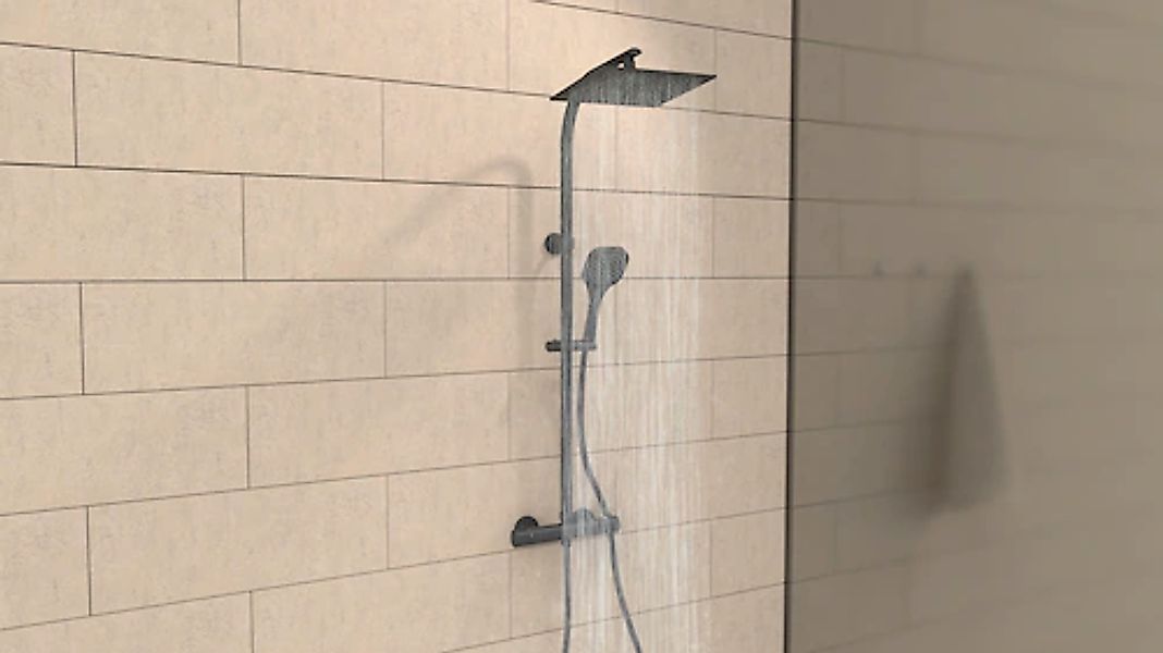 welltime Duschsystem »Turin« eckiges Überkopfbrauseset mit Thermostat, Kopf günstig online kaufen