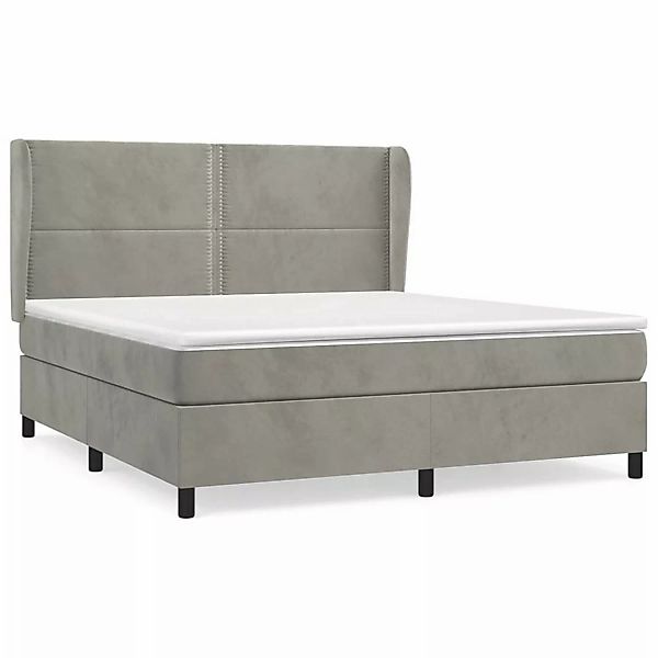 vidaXL Boxspringbett mit Matratze Hellgrau 160x200 cm Samt1372696 günstig online kaufen