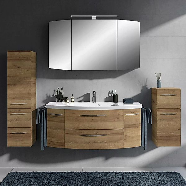 Badmöbel Komplett-Set mit 121cm Waschtisch und LED-Spiegelschrank CERVIA-66 günstig online kaufen