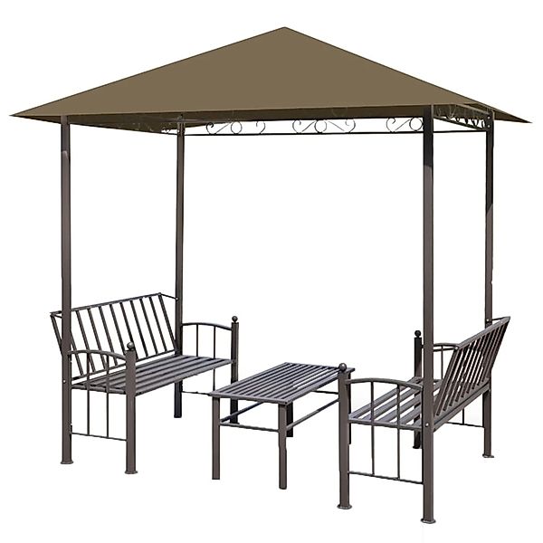 vidaXL Gartenpavillon mit Tisch und Bänken 2,5x1,5x2,4 m Taupe 180 g/m2 günstig online kaufen
