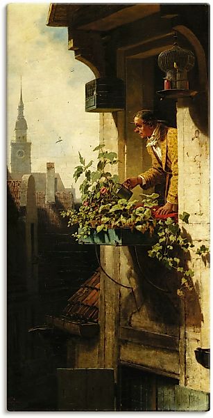 Artland Leinwandbild "Mann beim Gießen des Blumenkastens", Mann, (1 St.), a günstig online kaufen