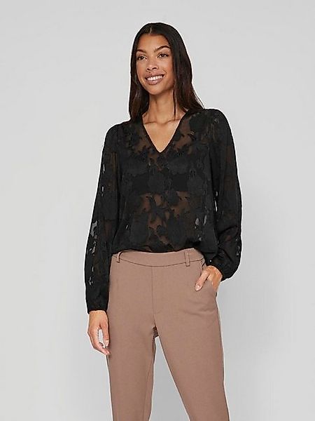Vila Blusenshirt Transparente Jacquard Langarm VISIRID VISIRID L/S V-NECK T günstig online kaufen