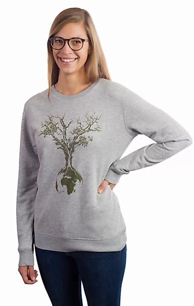 Sweater Aus Biobaumwolle Fairwear Für Damen "Weltenbaum" In Heather Grey günstig online kaufen