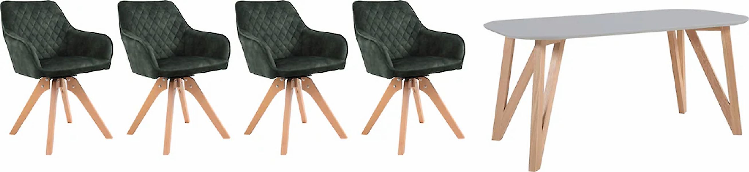 SalesFever Essgruppe "Stilvolle Sitzgruppe" 5-teiliges Set: Samtverlours-St günstig online kaufen
