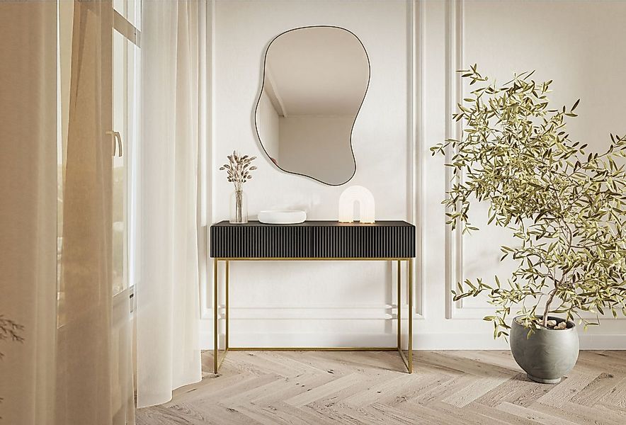 Selsey Schminktisch VELDIO, 2 Schubladen mit geriffelten Fronten, goldfarbe günstig online kaufen