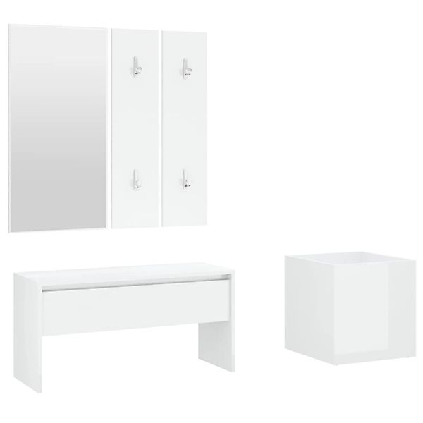 vidaXL Flurmöbel-Set Hochglanz-Weiß Holzwerkstoff Modell 3 günstig online kaufen