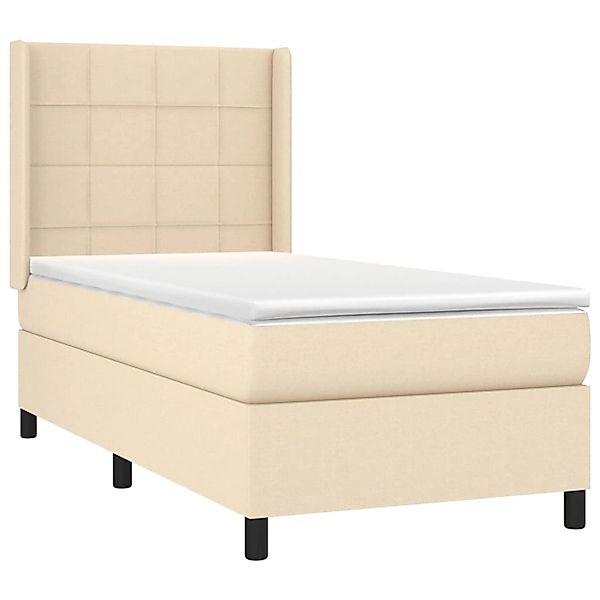 vidaXL Boxspringbett mit Matratze & LED Creme 90x200 cm Stoff 3138290 günstig online kaufen