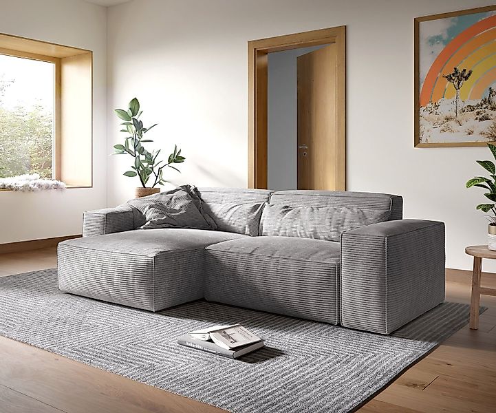 DELIFE Ecksofa Sirpio, XL Cord Silbergrau günstig online kaufen