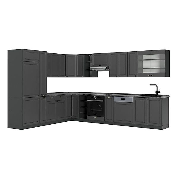 Vicco Winkelküche Fame-Line, Anthrazit-Gold Landhaus/Anthrazit, 347 günstig online kaufen