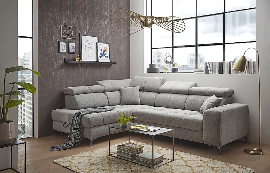 ED EXCITING DESIGN Ecksofa "Sydney L-Form" motorischer Sitztiefenverstellun günstig online kaufen