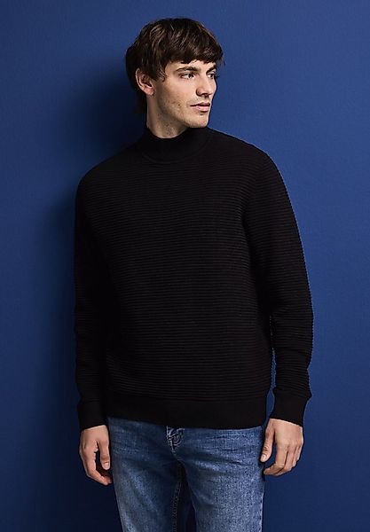 STREET ONE MEN Stehkragenpullover aus reiner Baumwolle günstig online kaufen