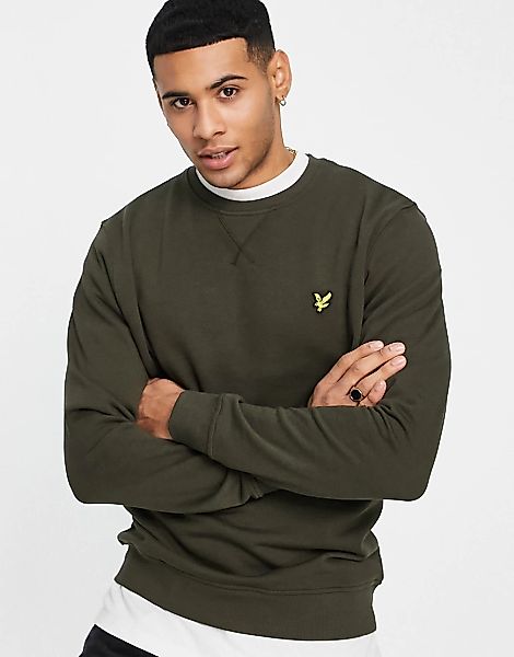 Lyle & Scott – Sweatshirt mit Rundhalsausschnitt in Khaki-Grün günstig online kaufen