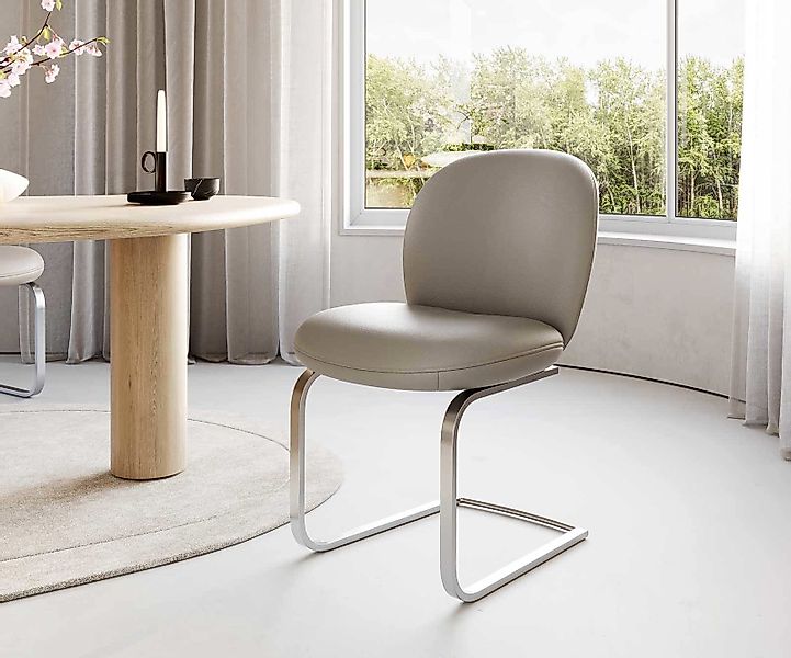 DELIFE Polsterstuhl Nube-Flex, Freischwinger flach Edelstahl Echt-Leder Sch günstig online kaufen