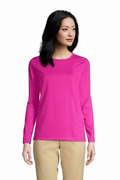 Supima-Shirt, Langarm in Petite-Größe, Damen, Größe: L Petite, Rot, Baumwol günstig online kaufen