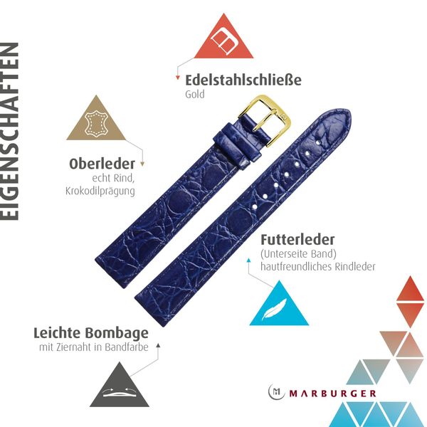 MARBURGER Uhrenarmband 24mm Leder XL Extra günstig online kaufen