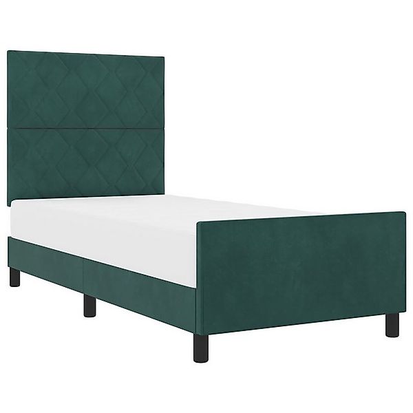 vidaXL Bett Bettgestell Dunkelgrün 100x200 cm Samt (1-tlg) günstig online kaufen