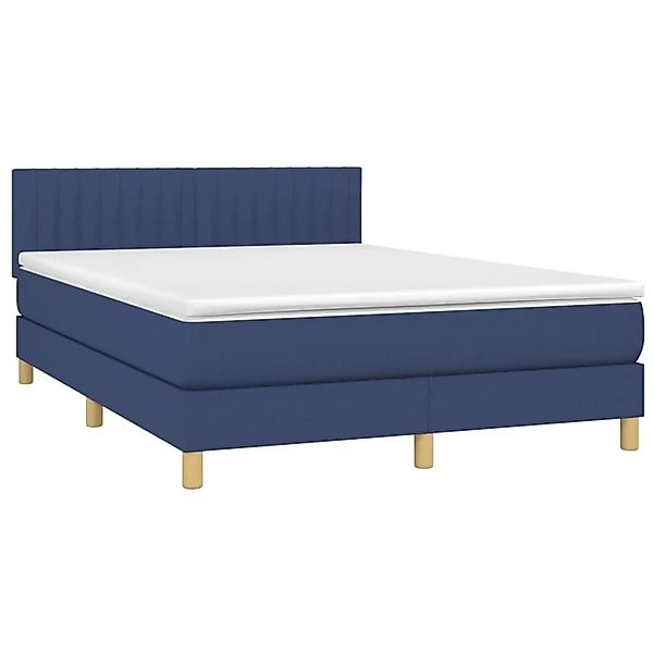 vidaXL Boxspringbett mit Matratze & LED Blau 140x190 cm Stoff 3133875 günstig online kaufen