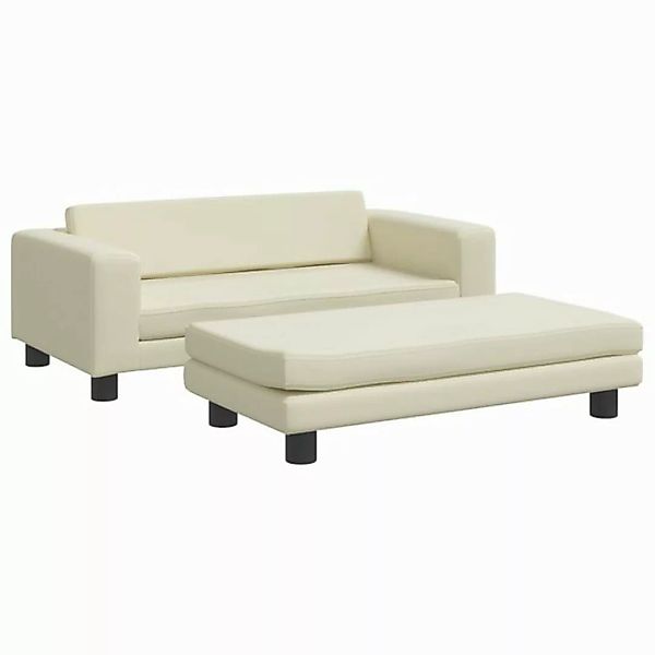 vidaXL Kindersofa Kindersofa mit Hocker Creme 100x50x30 cm Kunstleder Kinde günstig online kaufen