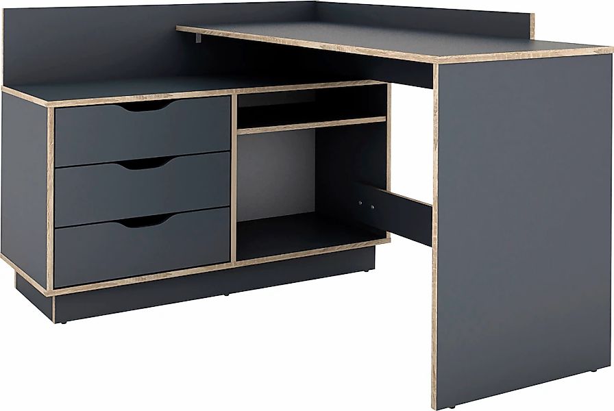 byLIVING Eckschreibtisch "Bern", mit viel Stauraum, Breite 129 cm, rechts o günstig online kaufen