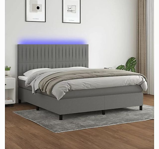 vidaXL Boxspringbett Boxspringbett mit Matratze LED Dunkelgrau 160x200 cm S günstig online kaufen