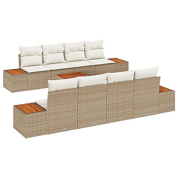 vidaXL Loungesofa 9-teiliges Garten Sofa Set mit Kissen in Beige aus Poly R günstig online kaufen