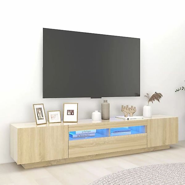 Tv-schrank Mit Led-leuchten Sonoma-eiche 200x35x40 Cm günstig online kaufen