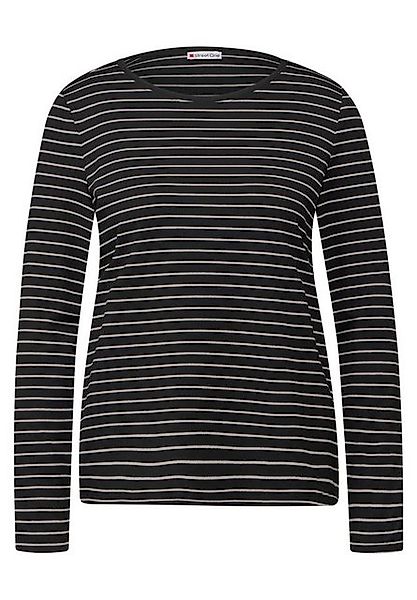 STREET ONE Langarmshirt – Gestreiftes Shirt mit Glitzerdetails günstig online kaufen