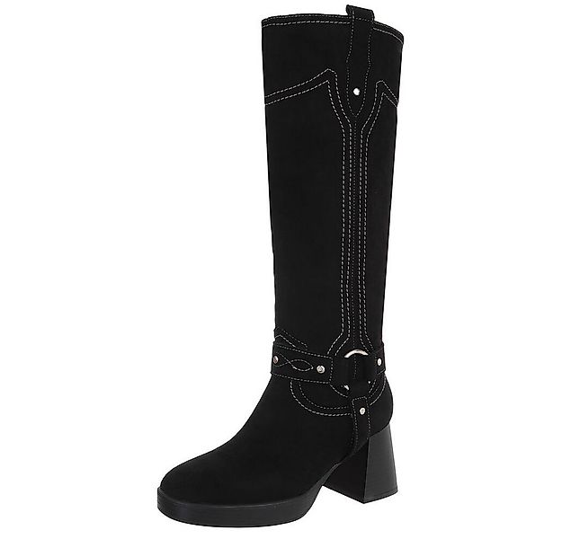 Ital-Design Eleganter Damen-Stiefel mit Blockabsatz und Kontrastnähten High günstig online kaufen