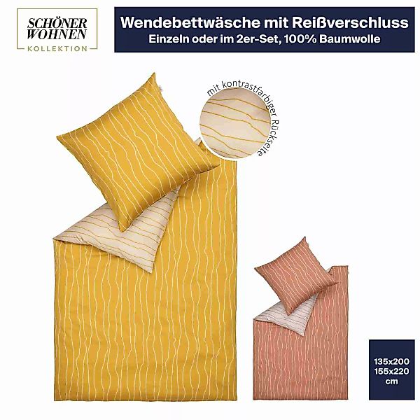 Schöner Wohnen Kollektion Wendebettwäsche 2 Größen FLUTE 100% Baumwolle ter günstig online kaufen
