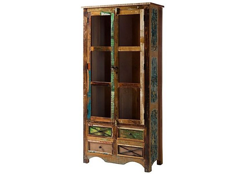 Massivmoebel24 Standvitrine (Vitrine Altholz 90x40x190 mehrfarbig lackiert günstig online kaufen