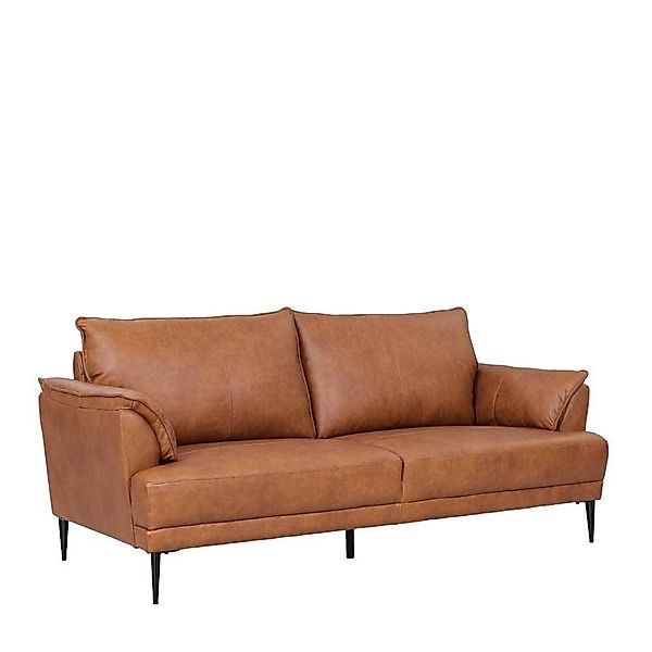 Wohnzimmercouch Sofa mit Fußgestell aus Metall in Cognac Braun günstig online kaufen