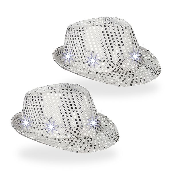 relaxdays Trilby Pailletten Hüte LED 2er günstig online kaufen