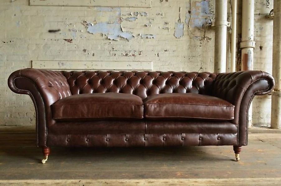 JVmoebel Chesterfield-Sofa Design Chesterfield 3-Sitzer Couch Braun Polster günstig online kaufen