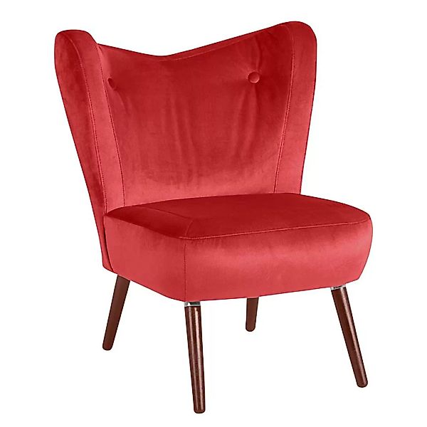 Made in Germany Sessel in Rot und Nussbaumfarben Retrostil günstig online kaufen