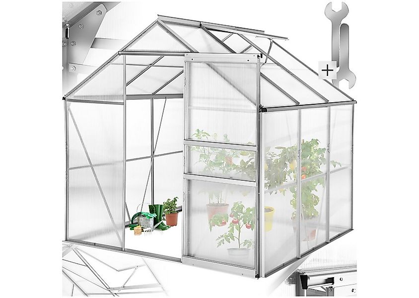 tectake Gewächshaus Treibhaus aus Aluminium, UV-beständig, 185x190x195cm, 0 günstig online kaufen