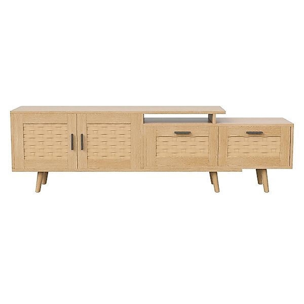 PXloue Ausziehbarer TV-Schrank aus Rattan mit Schubladen und zwei Türen 180 günstig online kaufen