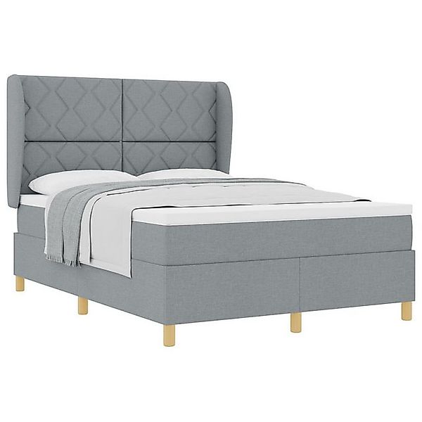 vidaXL Bett Boxspringbett mit Matratze Hellgrau 160x200 cm Stoff (1-tlg) günstig online kaufen