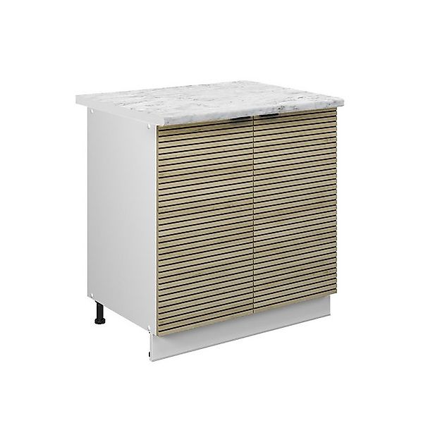 Vicco Spülenunterschrank Fame-Line Eiche Paneel 80 cm mit Regal AP Marmor günstig online kaufen