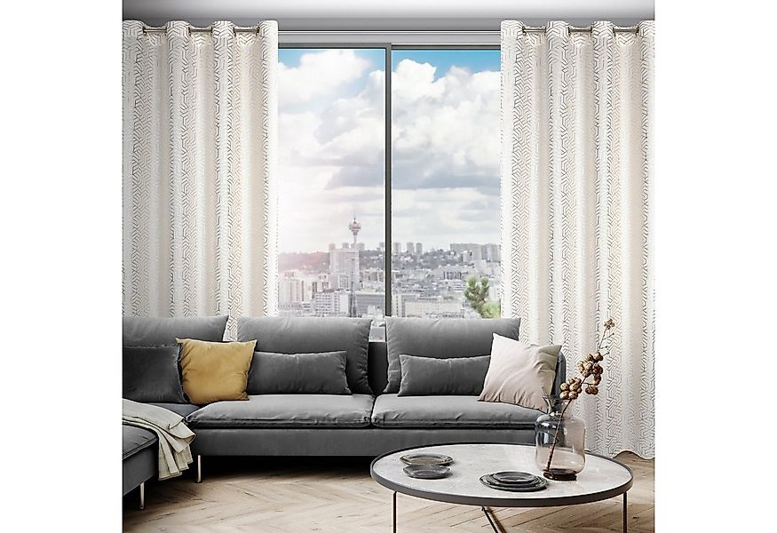 Eurofirany Vorhang Moderne Vorhänge SEMI Ösenschal Gemoterisches Muster günstig online kaufen