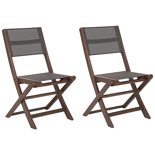 Beliani Gartenstuhl Grau Dunkler Holzfarbton 50x57x90 günstig online kaufen