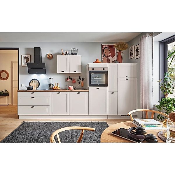 pino Küchenzeile 340cm Kaschmirgrau Matt Anschlag R 1 Geräte-, 1Apothekersc günstig online kaufen