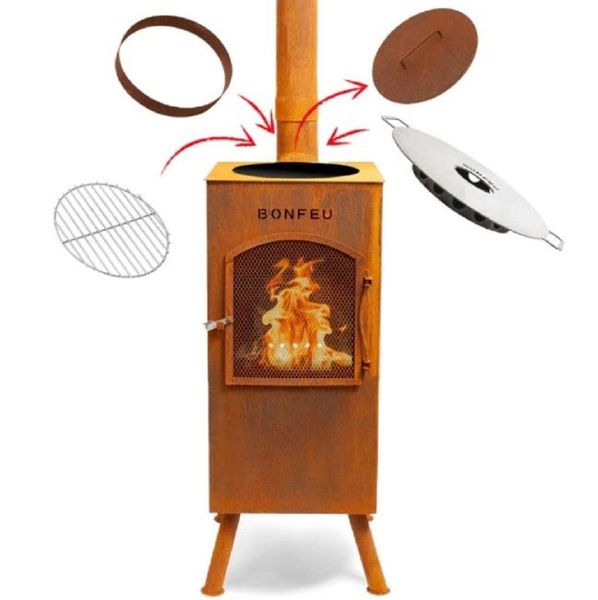 BonFeu Gartenkamin BonCarré Schwarz Terrassenofen Grill, günstig online kaufen