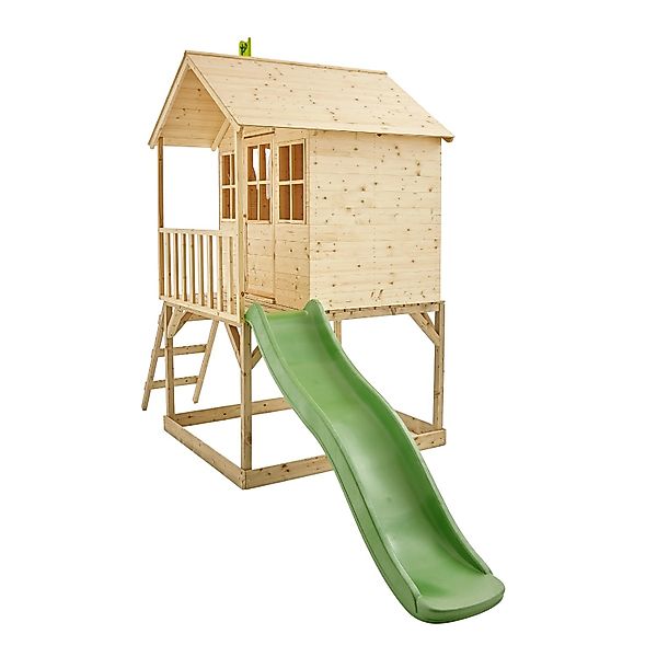 TP Toys Holz-Spielhaus Wald mit Rutsche 137 cm x 306 cm x 230 cm Natur FSC® günstig online kaufen