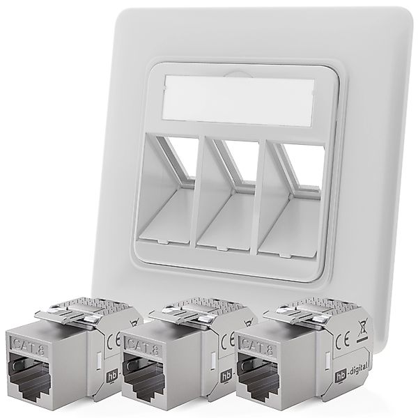 hb-digital Netzwerkdose Unterputz Einsatz 3 Port mit 3x Keystone Modul CAT günstig online kaufen