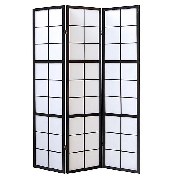 Homestyle4u 3-tlg. Paravent Shoji in Schwarz 132x175 cm 281 günstig online kaufen